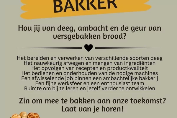 Vacature: BROOD BAKKER
